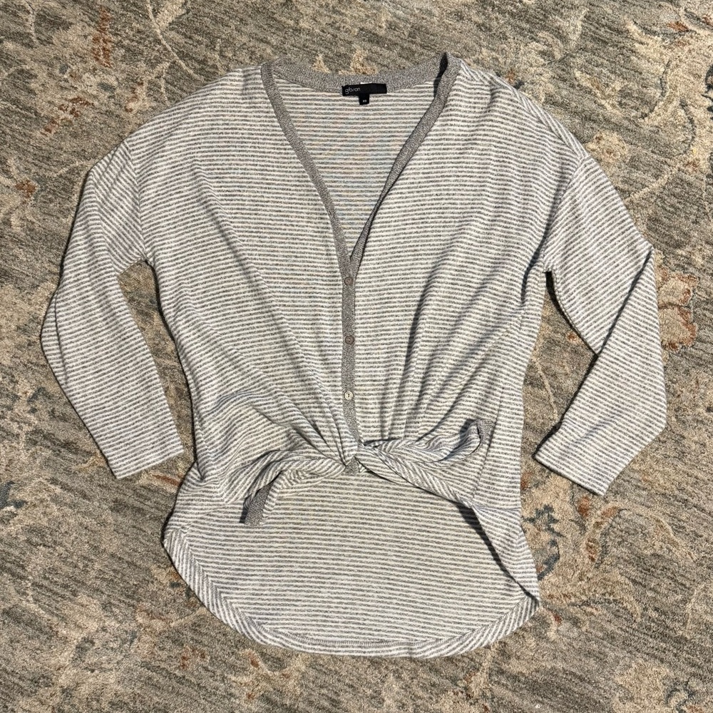 NWOT Striped Gray Button-Up Cardigan Top